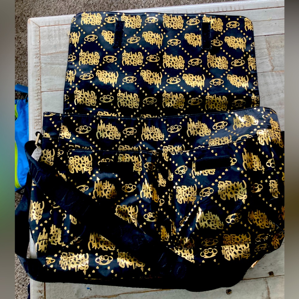 90’s harajuku lovers Black and Gold Patterned Bag